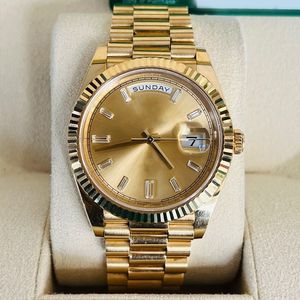 Złote męskie zegarek 41 mm Diament z pudełkiem wodoodporne Luminous Sapphire Mirror 904L Pasek ze stali nierdzewnej Kluczowe klamra luksusowy automatyczny kalendarz automatyczne zegarki automatyczne zegarki