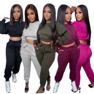 Herbst Winter Jogger Anzüge Frauen Fleece Tracksuits Langarm Pullover Hoodie und Jogginghosen Zwei -Stück -Sets mit passenden Sweatsuits Casual Sportswear Clothing 8644