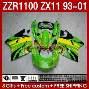 카와사키 닌자 ZX-11 R ZZR-1100 ZX-11R ZZR1100 ZX 11 R 11R ZX11 R 1993 1994 1994 1995 2000 2001 165NO.16 ZZR 1100 CC ZX11R 93 94 95 96 97 98 99 00 01 페어링 키트 녹색 스톡