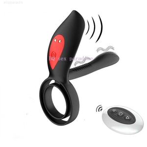 Sex Toys Massager Nya par Försenar Ejakulation Penisvibrator med dubbla kukringar Nipplar Leksaker Vuxen för män Clitoris Stimulator