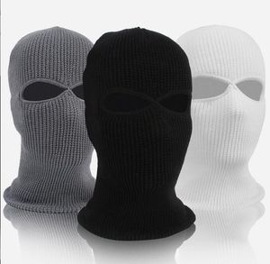 Akrilik Maskeler Örme Erkek Spor Kafatası Şapkası Tam Yüz Kapağı 2 İki Delik Kayak Maskesi Kış Sıcak Bisiklet Balaclavas Beanies Cap