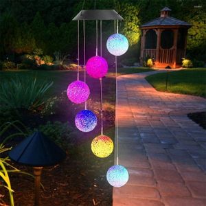 Strängar solvindklockor färg byte LED stränglampor hängande hänge med S-formad krok för trädgårdsdekoration