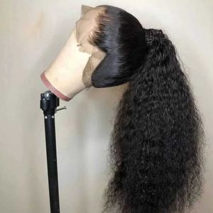 Heta spets peruker Löst Curly Glueless Ponytail Water Wavy Syntetiskt hår Front Wig Prepluched T DEL PHINBAND FIBER NATURAL HURLIN 221216