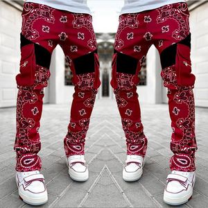 High Street Designer Pants Men Multi-pocket Casual Trousers for Mens and Womens Joggers Patchwork Drawstring Cargo Pants Fashion Harajuku Hip Hop Sweatpants