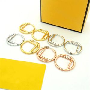 Orecchini a cerchio grandi placcati in oro Orecchini di lusso Gioielli Orecchini firmati da donna Lettera F Moda donna Acciaio inossidabile Orecchio Boucles Ohrringe Regalo di compleanno