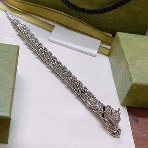 Classic big size mens bracelet luxury dragon designer jewelry titanium steel women punk bangle hip hop chain bracelets bangles cuff 18-24cm couple gift with box