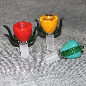Hookah 14mm 18mm Glass Bowls Mix color Bong Bowl Male Piece For Water Pipe Dab Rig glass drop down adapter quartz nails
