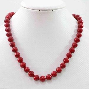 Pendant Necklaces Fashion Red Coral Stone Round Beads 10mm Jewelry Necklace