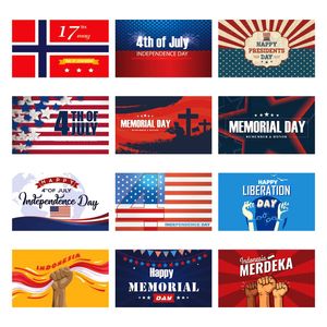 90 x 150 cm Happy 4. Juli-Flagge, Unabhängigkeitstag, Banner, Dekorationen, Polyester-Dekor, USA-Partyzubehör, Gedenkfeier, amerikanischer Feiertag, US-Vintage, mit zwei Messingösen