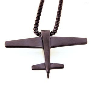 Pendant Necklaces Simple Design Stainless Steel Cool Black Aircraft Men's Boy's Daily Jewelry Necklace Free Box Link Chain 24inch