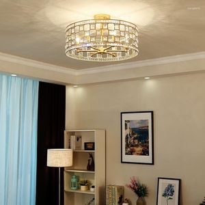 Pendant Lamps American Bedroom Crystal Light Luxury Pastoral Country Atmosphere Vintage Gold Room Hanging Lights 6heads Pendent