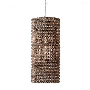 Lampadari Crystal Halo Smoke Lampade a sospensione Apparecchio Modern Vintage LED Round Beaded Hanging Camera da letto Lampade da sala da pranzo Lustro