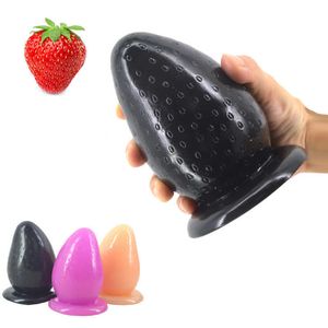 Itens de beleza Big Strawberry Anal Plug Dildo adulto brinquedos sexy plugs enormes massagem de próstata estimulador vaginal de ponto g para mulheres homens