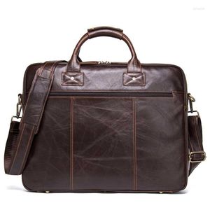 Bortkörningar Cowhide Business Men's Portfölj Leisure stor kapacitet Trend One Shoulder Messenger Bags Fashion Crossbody Computer Handbag