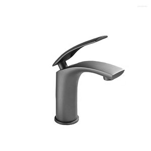 Bathroom Sink Faucets Copper Faucet Single Hole Wash Basin Mixer Grey And Cold Water Tap Robinet Salle De Bain