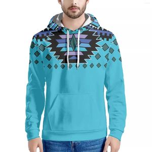 Herren-Freizeithemden, blauer Totem-Druck, Tribal-Stil, modisches Kapuzenpullover, langärmelig, schmal, Herren-Herbst und Winter