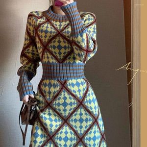 Casual Dresses Knitted Ladies Sexy Mini Short Bodycon Vintage Sweater Dress Woman Long Sleeve Korean Autumn Winter Fashion