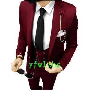 Hübscher Bräutigam-Smoking mit einem Knopf, Reverskragen, für Hochzeit/Abschlussball/Abendessen, Blazer, Jacke, Hose, Weste, Krawatte, N0205