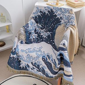 Chair Covers Retro Boho Throw Blanket Knitted Sofa Cover Reversible For Couch Soft Comfortable Decorative