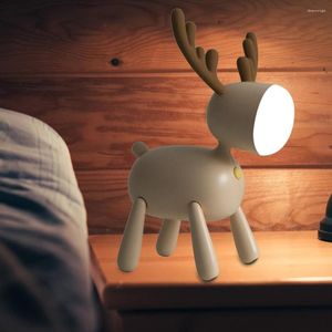 Luci notturne Alce carino Bambini Luce notturna Studente Regalo LED Creativo Mini Lampada da tavolo Protezione per gli occhi Ornamento domestico per la decorazione della camera da letto del bambino