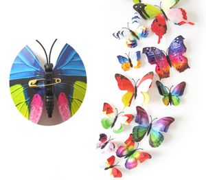 The latest Decorative Stickers three-dimensional wall paste simulation butterfly double butterfly magnet many colors to choose support custom logo