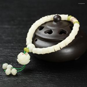 Strand naturlig vit bodhi rotpärlor armband original design par modeller lotus mala för kvinnor yoga meditation balansering smycken gif