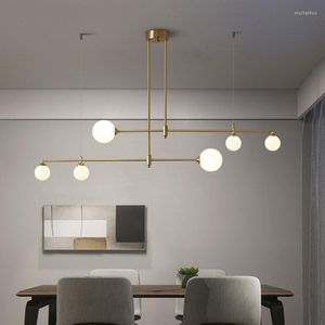 Chandeliers Modern Kitchen Light Fixture White Glass Ball Copper Chandelier For Dining Room Table Loft Bar Office Lustre Led Pendant Lamp G9