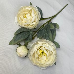 Dekorativa blommor Fake Silk Simulated Peony Branch El Mall Office Decoration Champagne White Flower Artificial Peonys Wedding Decor