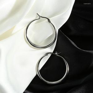 Hoop Earrings Trendy Large Pure Titanium Earring For Women Girls Plain Hollow Lightweight Big Round White Gold Plated Hypoallerge