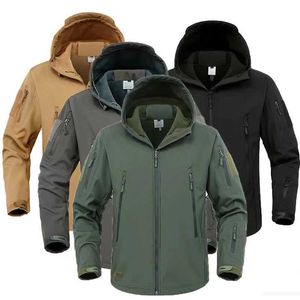 Outdoor Jackets Hoodies Men's Winter Waterproof Trekking Fish Hunting Hiking Camp Military Tactical Outdoor Hood Coat Army Jackets Sport Run SoftShell 0104