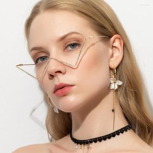 サングラスフレームファッションvシェイプメガネフレームスチームパンクブリングクリスタルレンズなしのハーフフレーム眼鏡