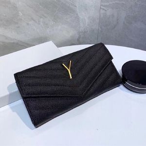 Kvinna Herr plånbok plånböcker plånböcker designer korthållare mini clutch hållare dragkedja ficka Äkta läder Svart Guld Bokstäver TOP