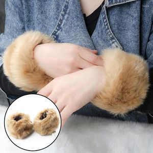 Knee Pads Fashion Women Winter Faux Fur Cuff Sleevelet Solid Color Elastic Arm Warmer Oversleeve Plush Wrist Protector Sleeve-coverings