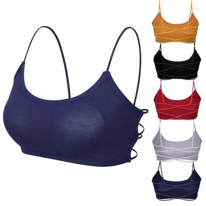 Yoga Outfit Seamless Sports Bras Sexy Cross Back Bra Breathable Wireless Thin Strape For Women Gym Workout Top