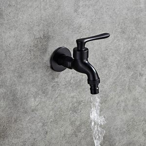 Bathroom Sink Faucets Black Bibcock Brass Faucet Outdoor Garden Taps For Washing Machine Laundry Cleaning Toilet Mop