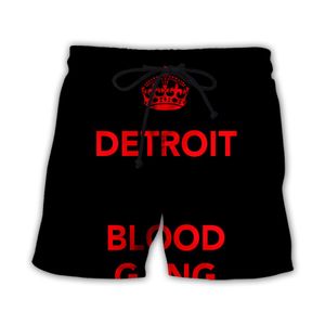 Хип -хоп спортивная одежда панк повседневные брюки с дорожными брюками Осень мужчины Cool Print Blood Gang Bandana 3D шорты 001