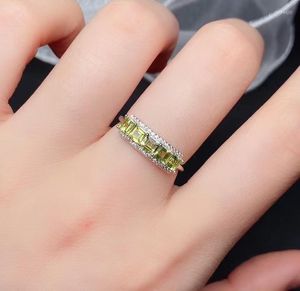 Cluster Rings Fine Jewelry 925 Sterling Silver Natural Gemstone Blue Peridot Women's Ring Gift Party Marry Girl Birthday Valentine's