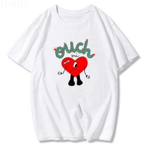 Camisetas para hombre 2022 Camiseta de Bad Bunny Haces Bonito Love Eyes Camisetas con estampado gráfico Camisetas de cuello redondo Ropa de manga corta de algodón Japonés T230103