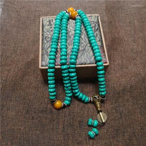Colares pendentes turquesa abacus contas 108 corda de mão com otimização de pulseira criativa de espaçador de cera Tee de cobre