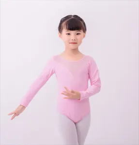 Stage Wear Gauzy Patch Work Girls Dance O-neck Suit Soft Jumpsuit For Children Ballet Costume Kids Dressed Gift Practice