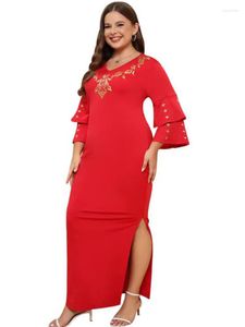 プラスサイズのドレス4xl for女性用スプライススプリススプリットローブ秋のファッションビンテージエレガントな特大の長いドレスベスティド
