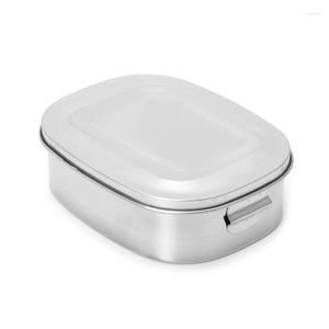 Dinnerware Sets Stainless Steel Square Lunch Box Bento Picnic Container Travel 1/2 Layer