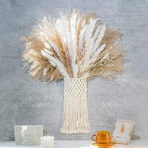 Flores decorativas 80pcs pampas grama fleurs sechees phragmites reed cenas de buquê seco decoração de festa de casamento decorações de natal