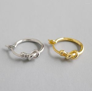 Hoop Earrings Fashion Woman Gold Silver Color 925 Sterling Personalized Tie A Knot Small Ae1173