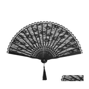 Party Favor Spanish Victorian Hand Fan For Wedding Fancy Dress Black Drop Delivery Home Garden Festive Supplies Event Dh906