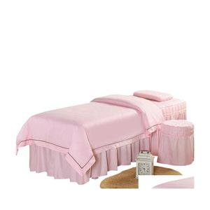 Bedding Sets 4Pcs High Quality Beauty Salon Mas Spa Thick Bed Linens Sheets Bedspread Pillowcase Duvet Er Set Drop Delivery Home Gar Dhyax