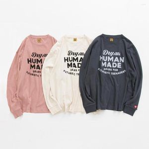 Herren-T-Shirts, langärmelig, HUMAN MADE-Shirt, Rundhalsausschnitt, lockere lässige Baumwolle, Paar-Sweatshirt, modische Top-T-Shirts