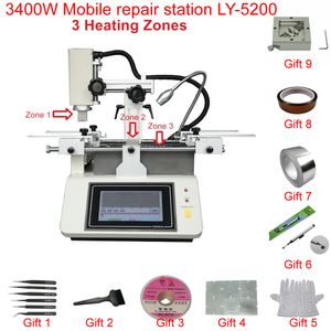 3 Zones Hot Air BGA Mobile Rework Station LY 5200 Touch Screen Soldering Station Mobile Chip PCB Repair