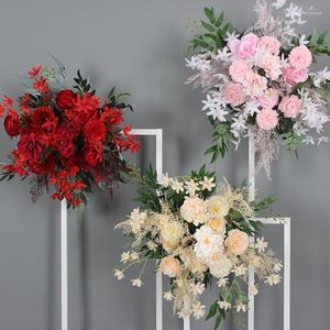 Flores decorativas de simulação de casamento estrada chumbo flor coração ponto de fundo quadro canto de ferro forjado geometria de ferro