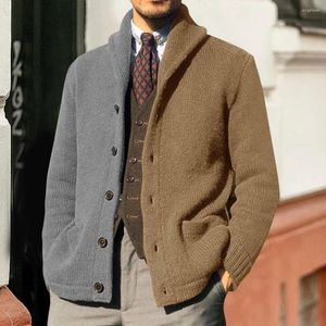 Pulls pour hommes Pull pour hommes Manteau Revers Tricoté Poches à col rabattu